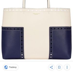 Tory Burch Block-T Brogue Leather Tote